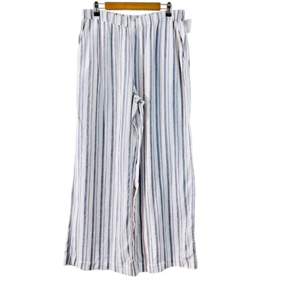 Caslon Pants - Nordstroms Caslon Linen Blend High Rise Striped Wide Leg Pants NEW Large